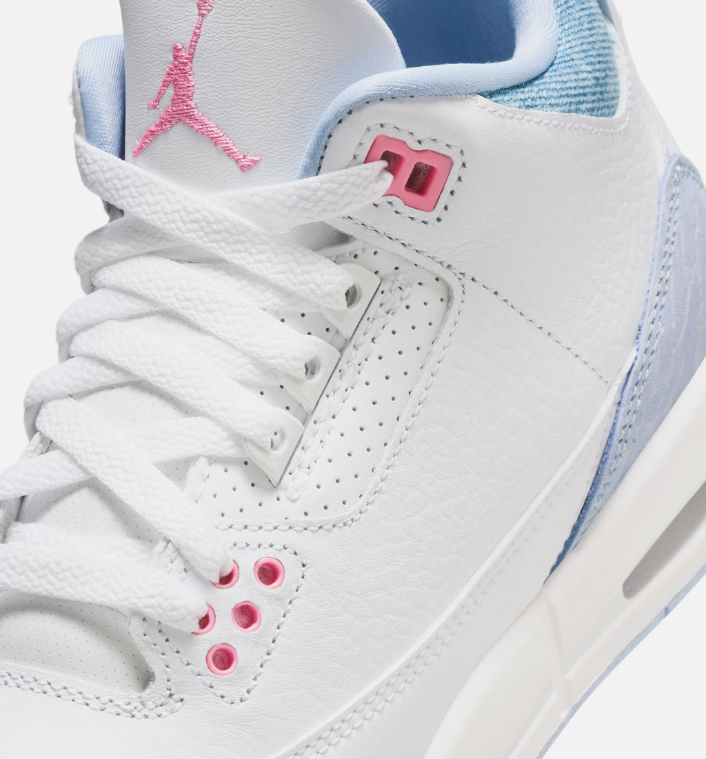 Air Jordan 3 Retro Cobalt Bliss | Grade School Lifestyle Shoe | White/Cobalt Bliss/Football Grey/Pink Glaze