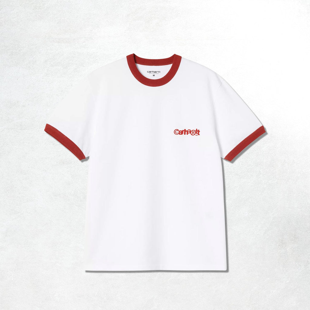 Carhartt WIP S/S Ip Ringer T-Shirt: White / Red
