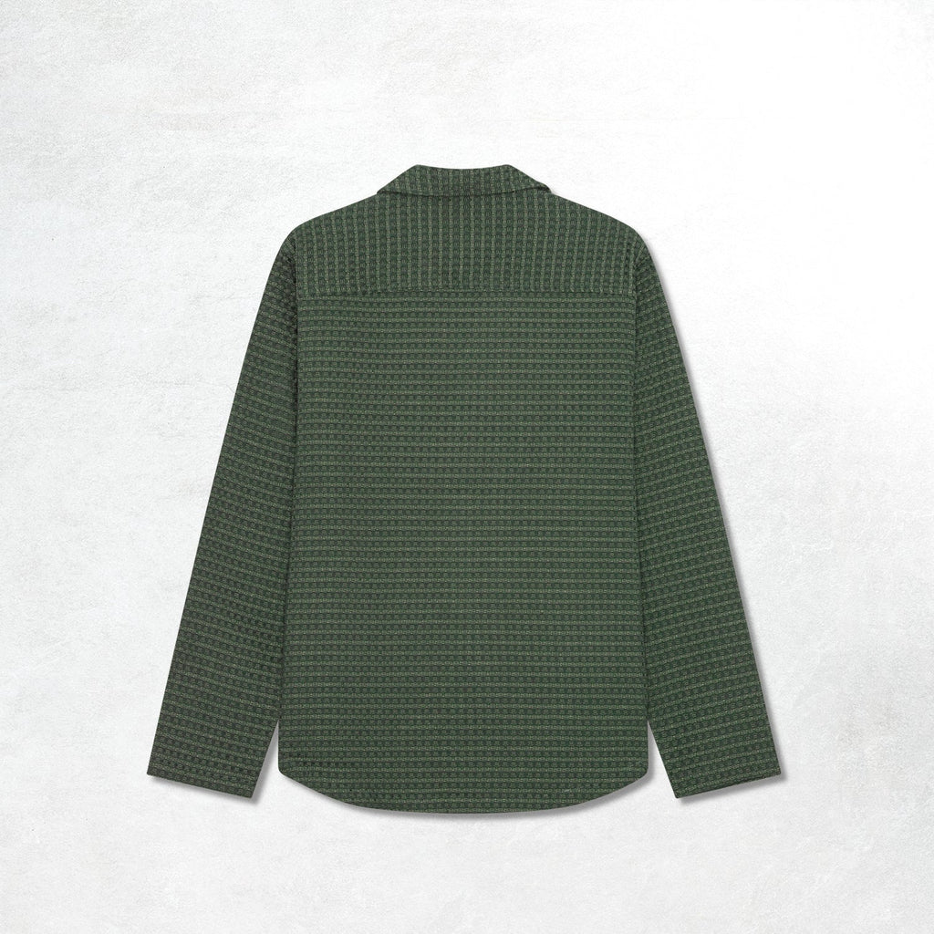 Les Deux Check Seersucker Overshirt: Pine Green