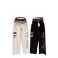 Protocol Index British Flag Embroidery Triple Waist Wide Leg Sweatpants