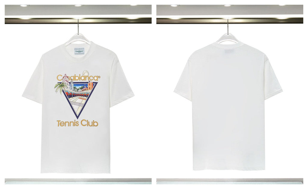 Casablanca Tennis Graphic T-Shirt Loose Oversized Short Sleeve Tee