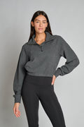 Scuba Cropped Funnel-Neck Half Zip