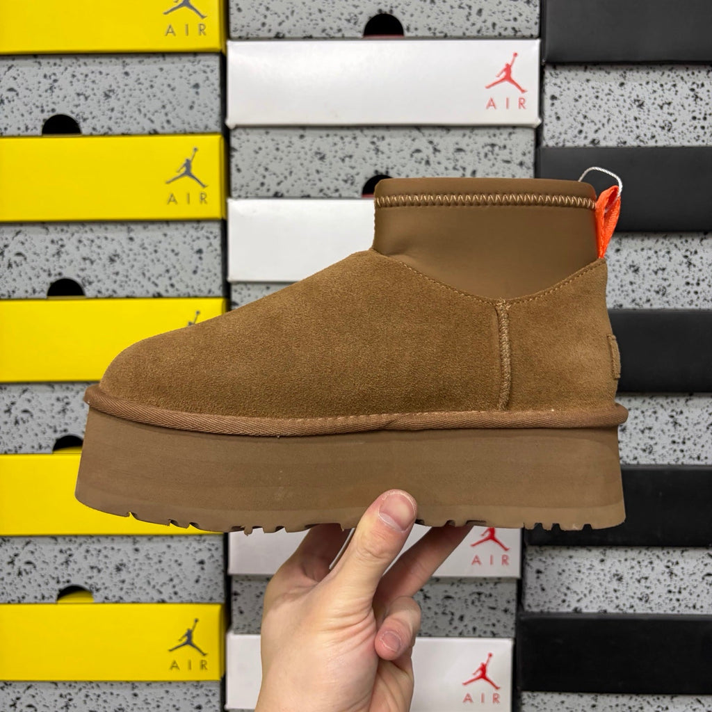 UGG Classic Ultra Mini Platform Boot – Women’s Suede Ankle Boot with Neoprene Collar in Chestnut