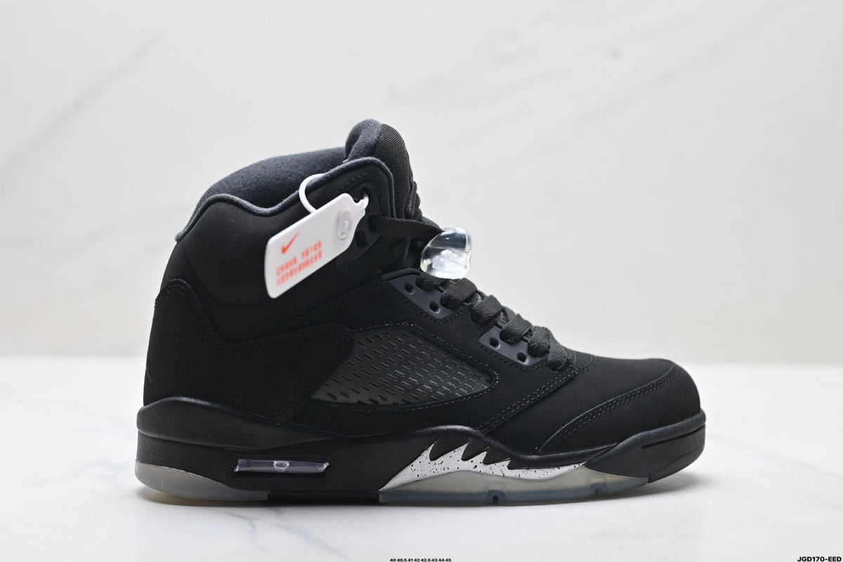 Air Jordan 5 Retro Black Metallic Silver Sneakers