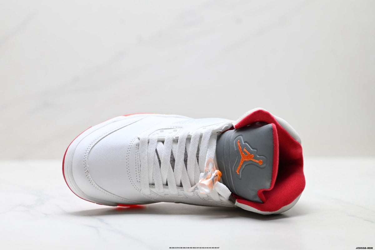 Air Jordan 5 Retro White Orange Red Sneakers