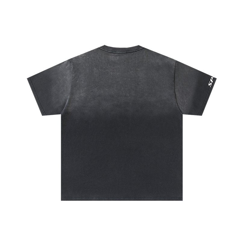 VALE USA Washed Black Portrait Graphic T-Shirt