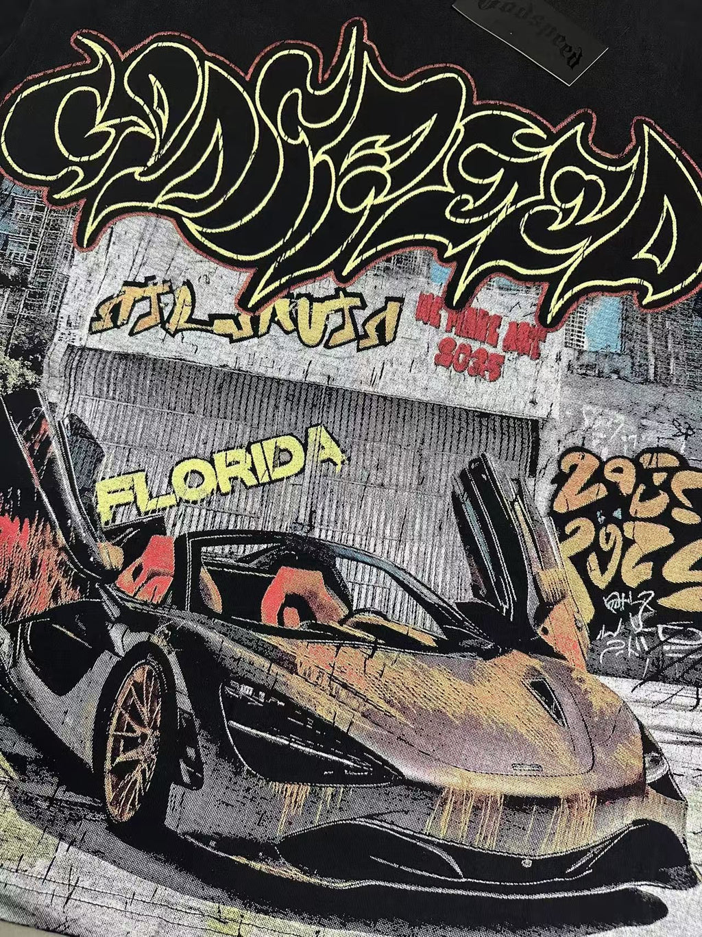Godspeed Car Graffiti Graphic T-Shirt