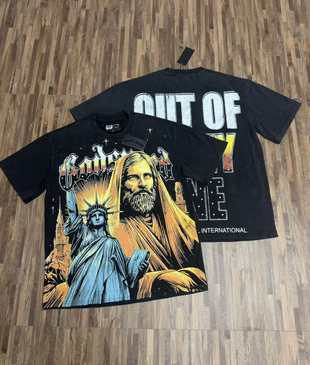 Godspeed Washed Black Statue Graphic T-Shirt