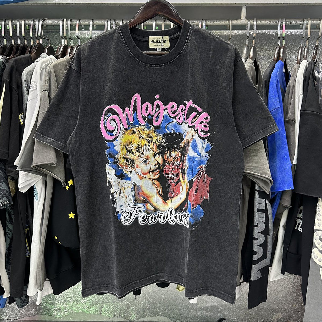 MAJESTIK We Are Friend Rhinestone Graphic T-Shirt