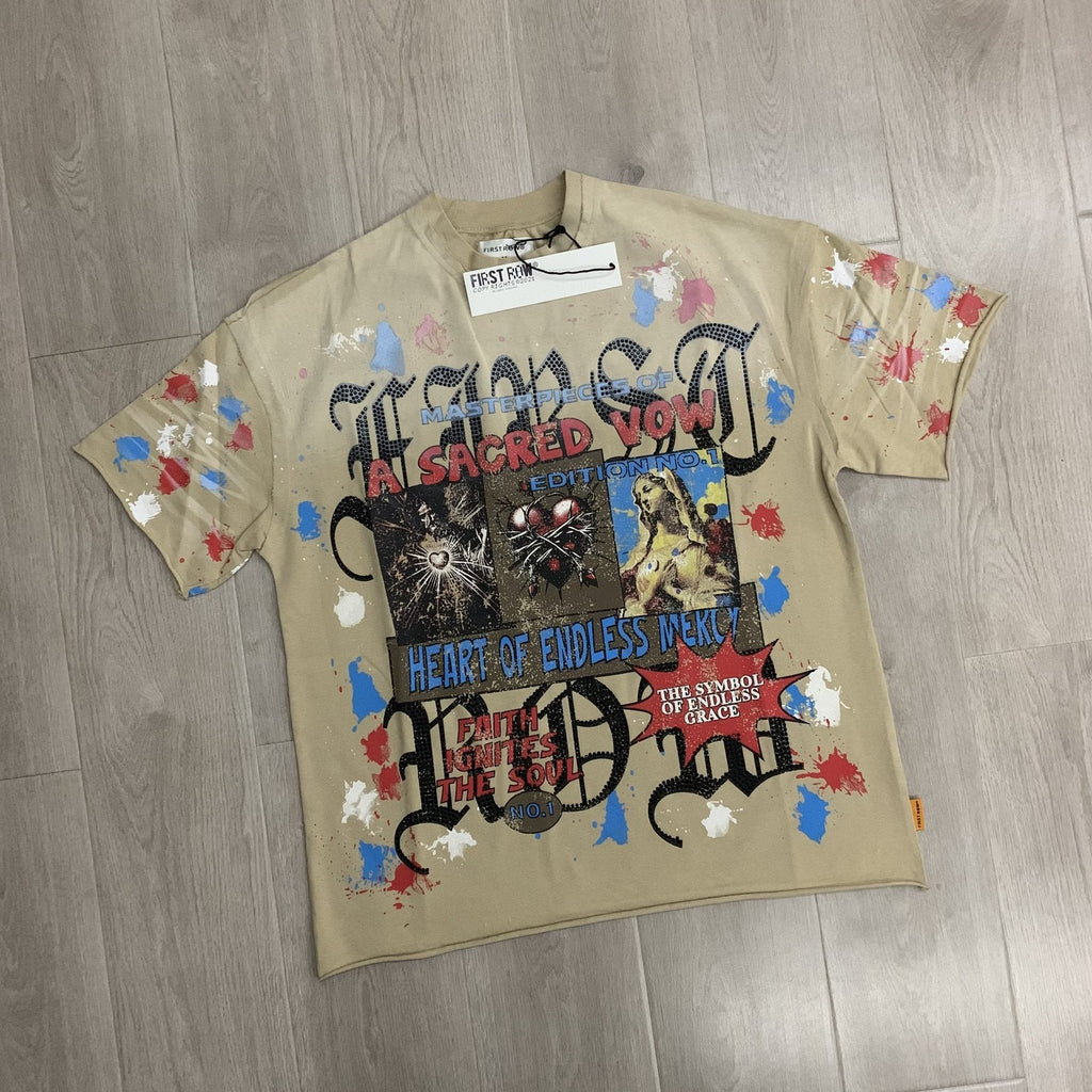 FIRST ROW A Sacred Vow Graphic T-Shirt - Beige