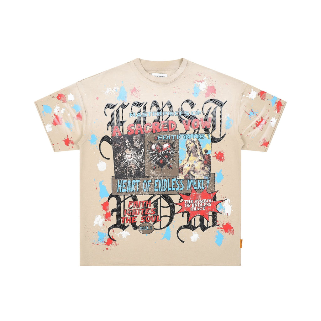 FIRST ROW A Sacred Vow Graphic T-Shirt - Beige