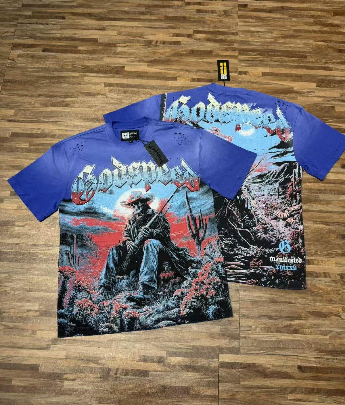 Godspeed Cowboy Skull Rhinestone-Style Short-Sleeve T-Shirt