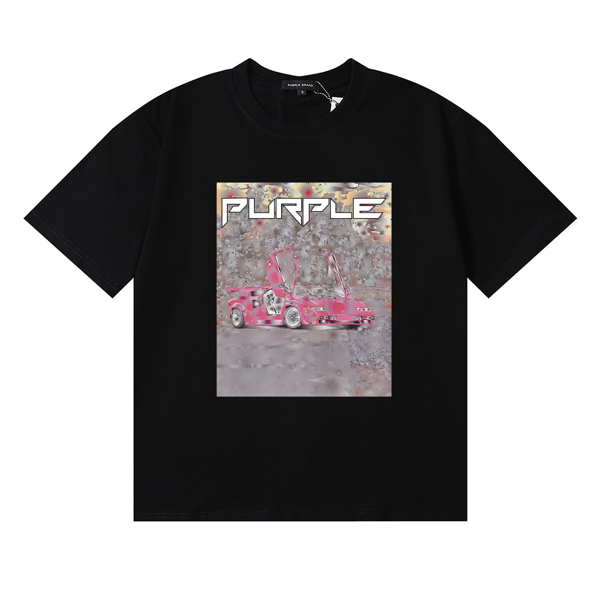 Purple Brand Ditched Car Graphic T-Shirt