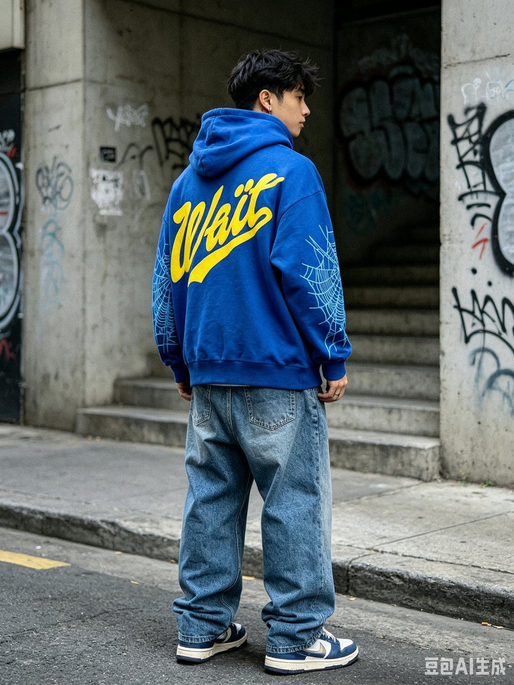 Sp5der Blue Number Graphic Hoodie