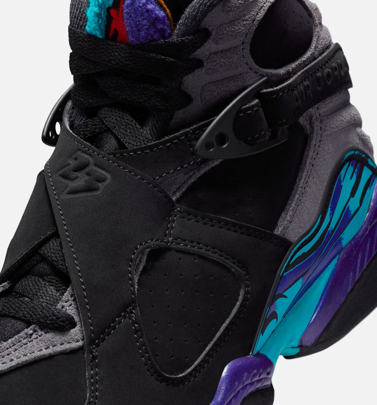 Air Jordan 8 Retro Aqua | Grade School Lifestyle Shoe | Black/Multi-Color/Bright Concord