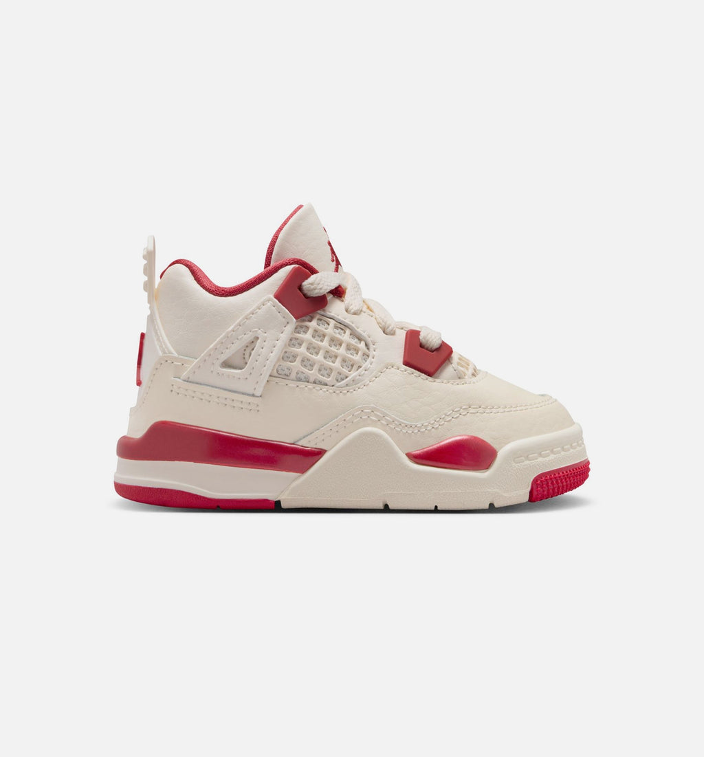 Air Jordan 4 Retro Valentines Day Infant & Toddler Lifestyle Shoes - Pale Ivory/Sierra Red/Tough Red