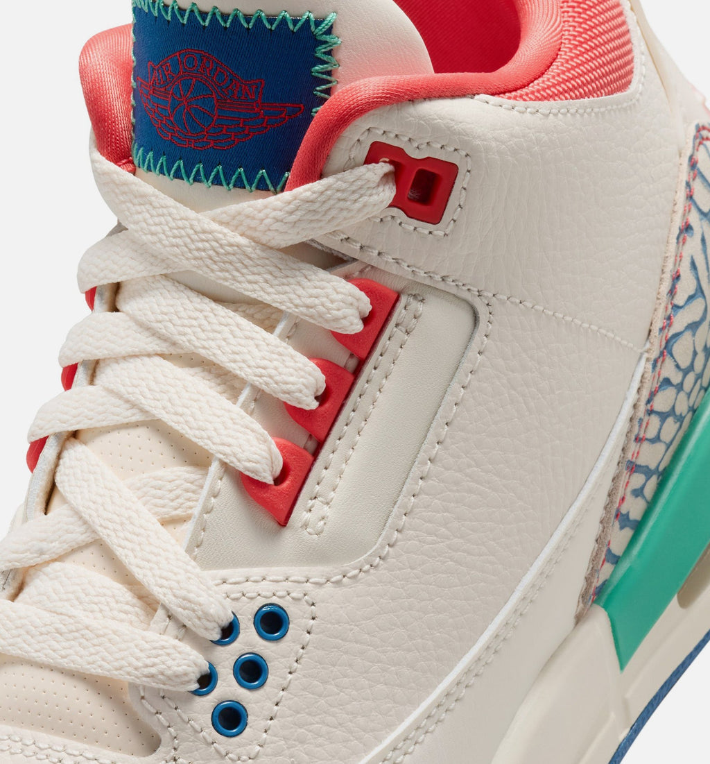 Air Jordan 3 Retro Play Your Way – Grade School Lifestyle Shoe in Chalk/Track Red/True Blue/Kinetic Green