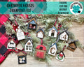 Christmas Houses Ornament File SVG, Glowforge Shiplap Farmhouse, LuckyHeartDesignsCo