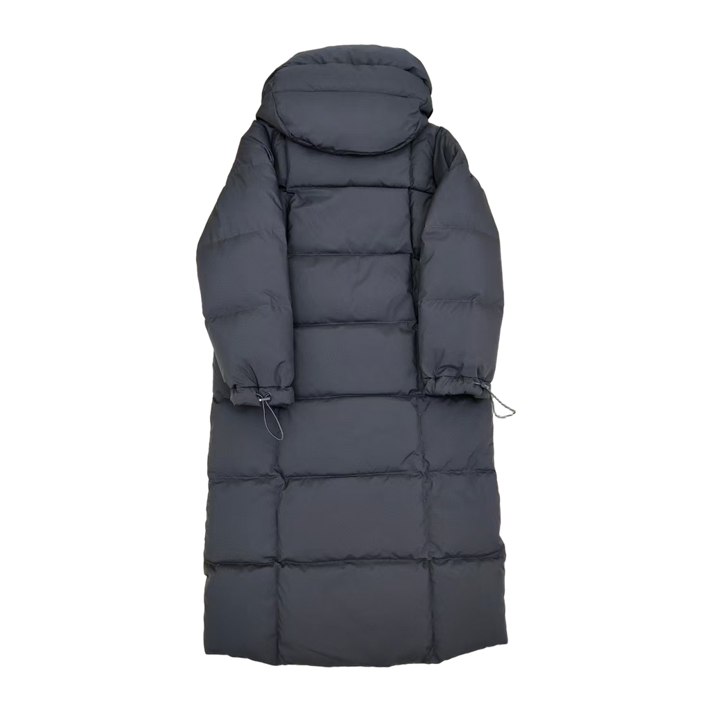 New Balance Hooded Long Puffer Coat in Black