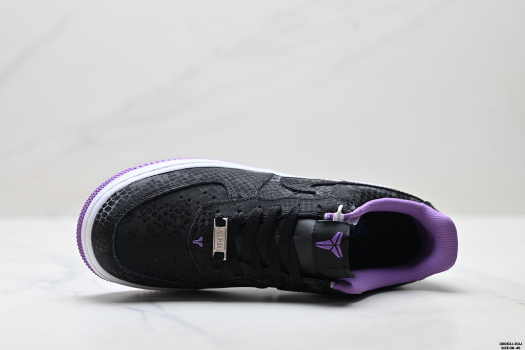 Nike Air Force 1 Low Black Purple Unisex Sneakers Style 06