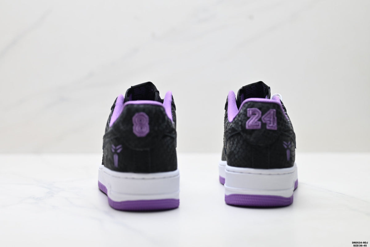 Nike Air Force 1 Low Black Purple Unisex Sneakers Style 06