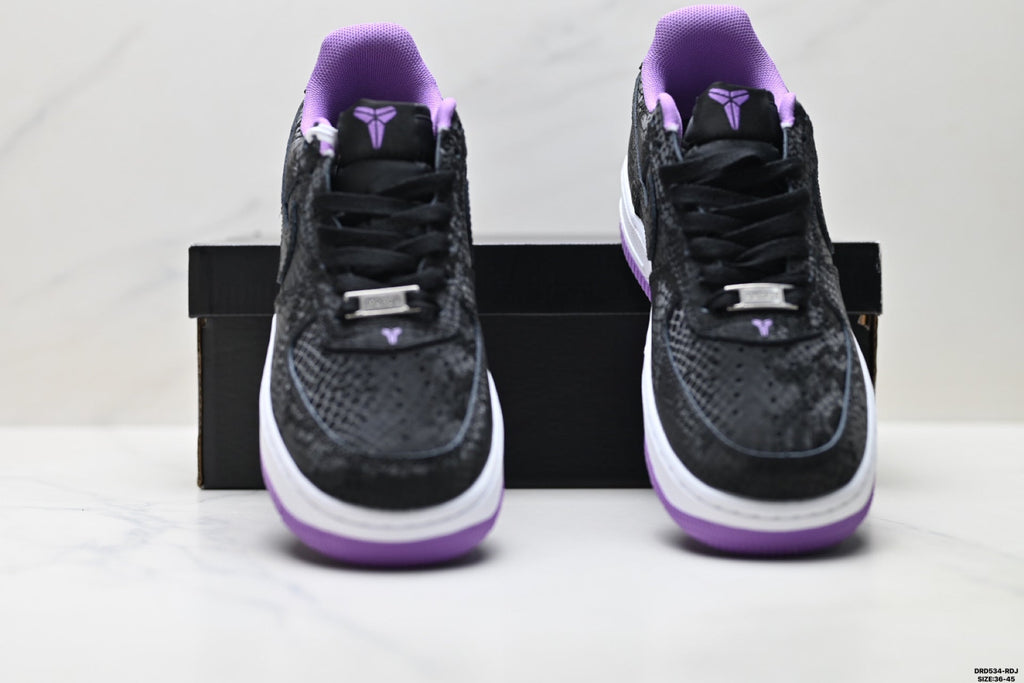 Nike Air Force 1 Low Black Purple Unisex Sneakers Style 06