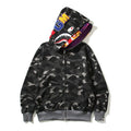 Bape Dark Grey Camo Double Shark Full Zip Hoodie