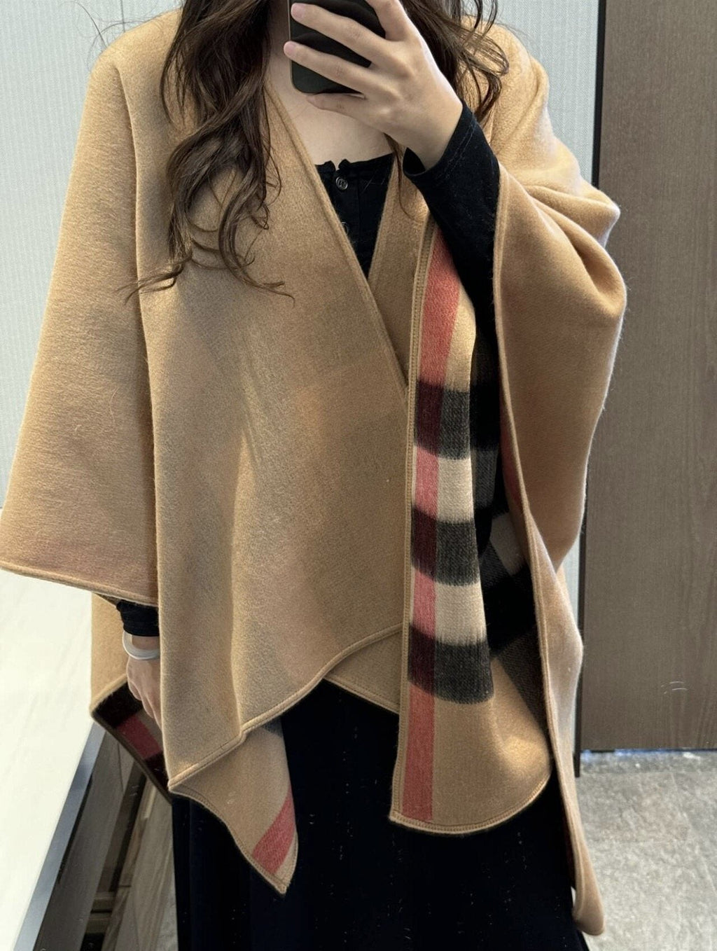Burberry Camel Plaid Poncho