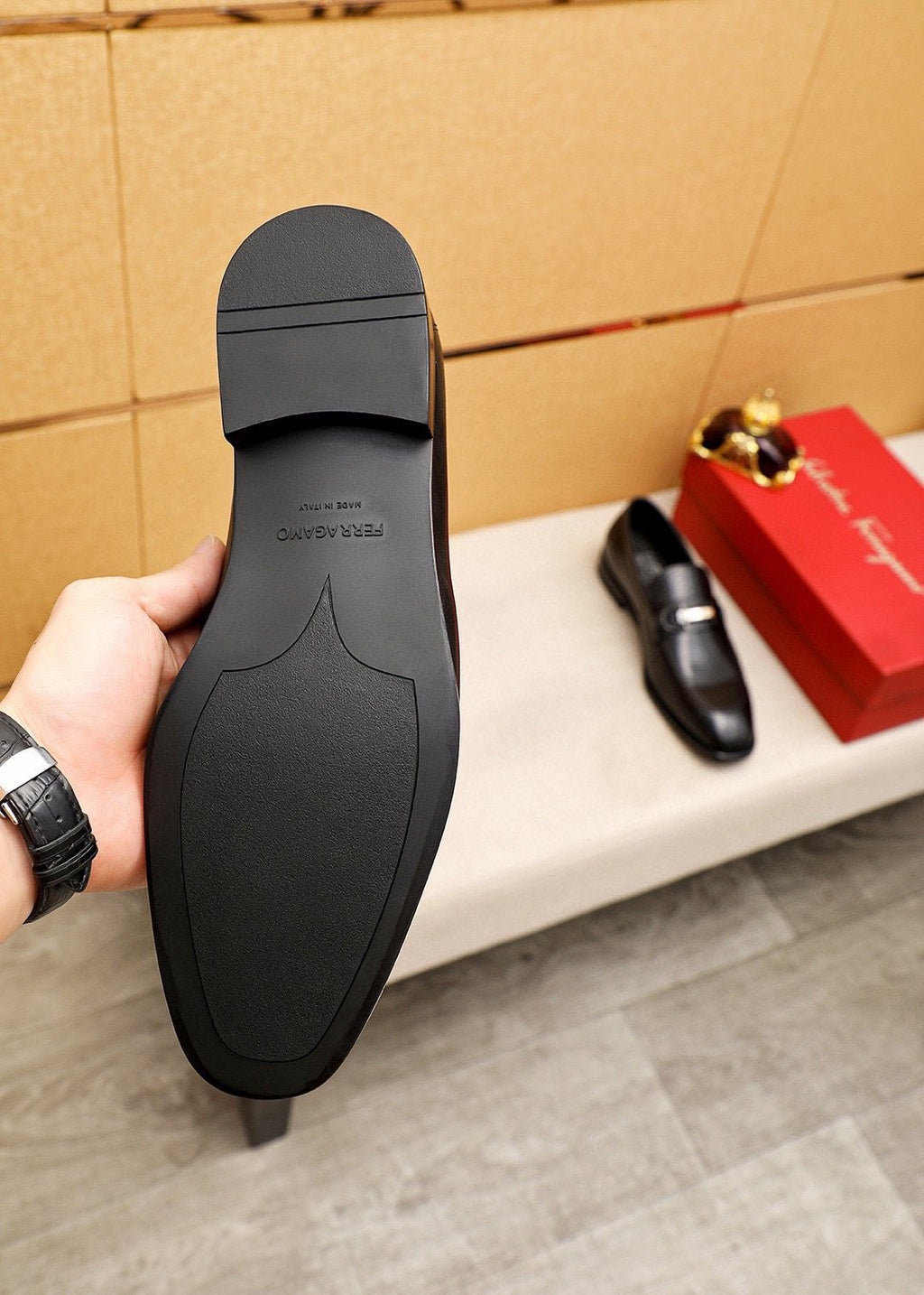 Ferragamo Black Buckle Loafers - Square Toe