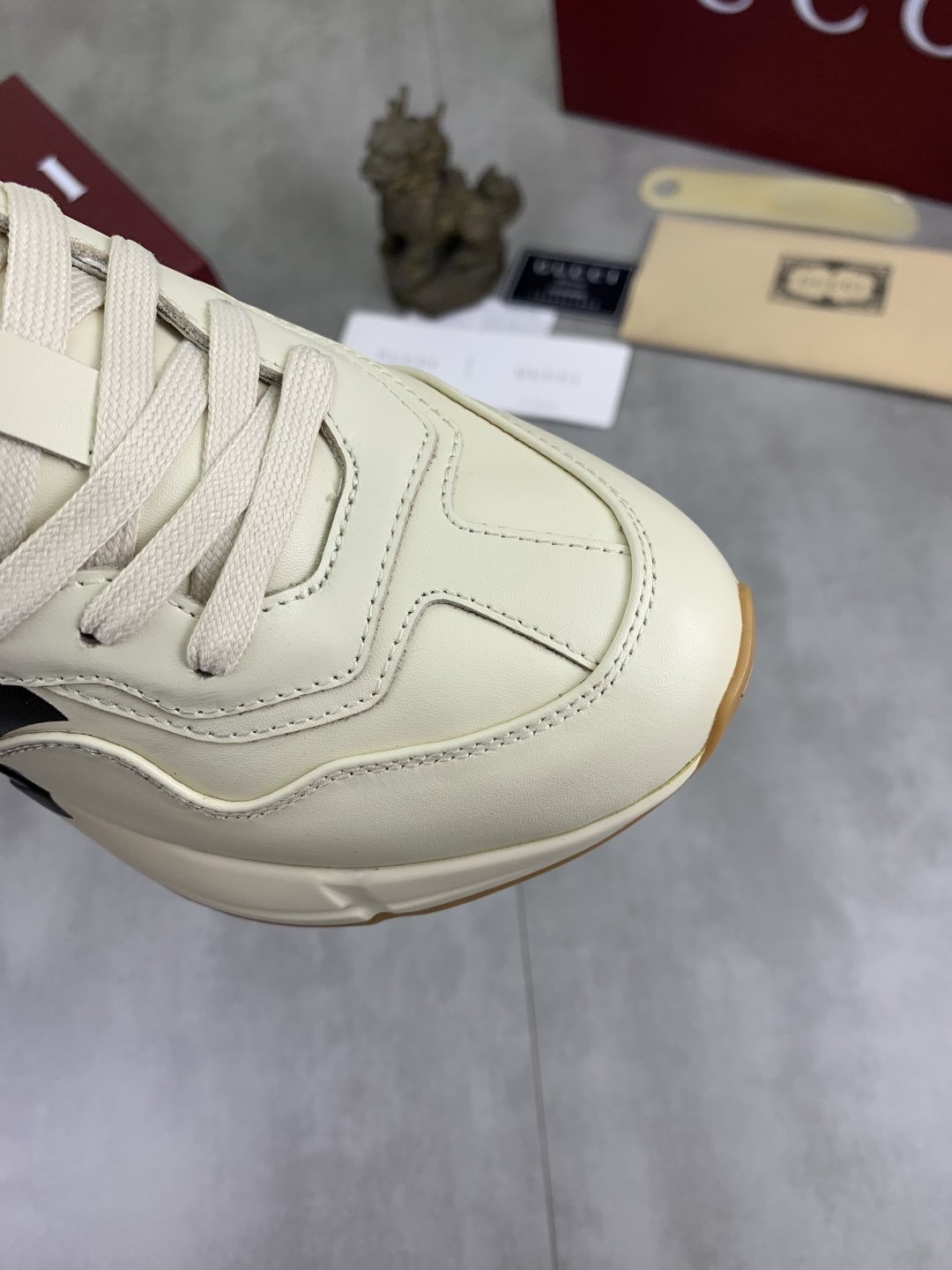 Gucci Cream Chunky Sneakers with Black Accents