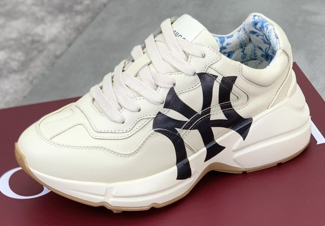 Gucci Cream Chunky Sneakers with Black Accents