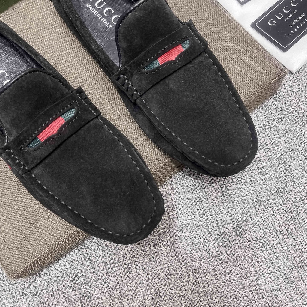 Gucci Men's Black Stripe Slip-On Loafers