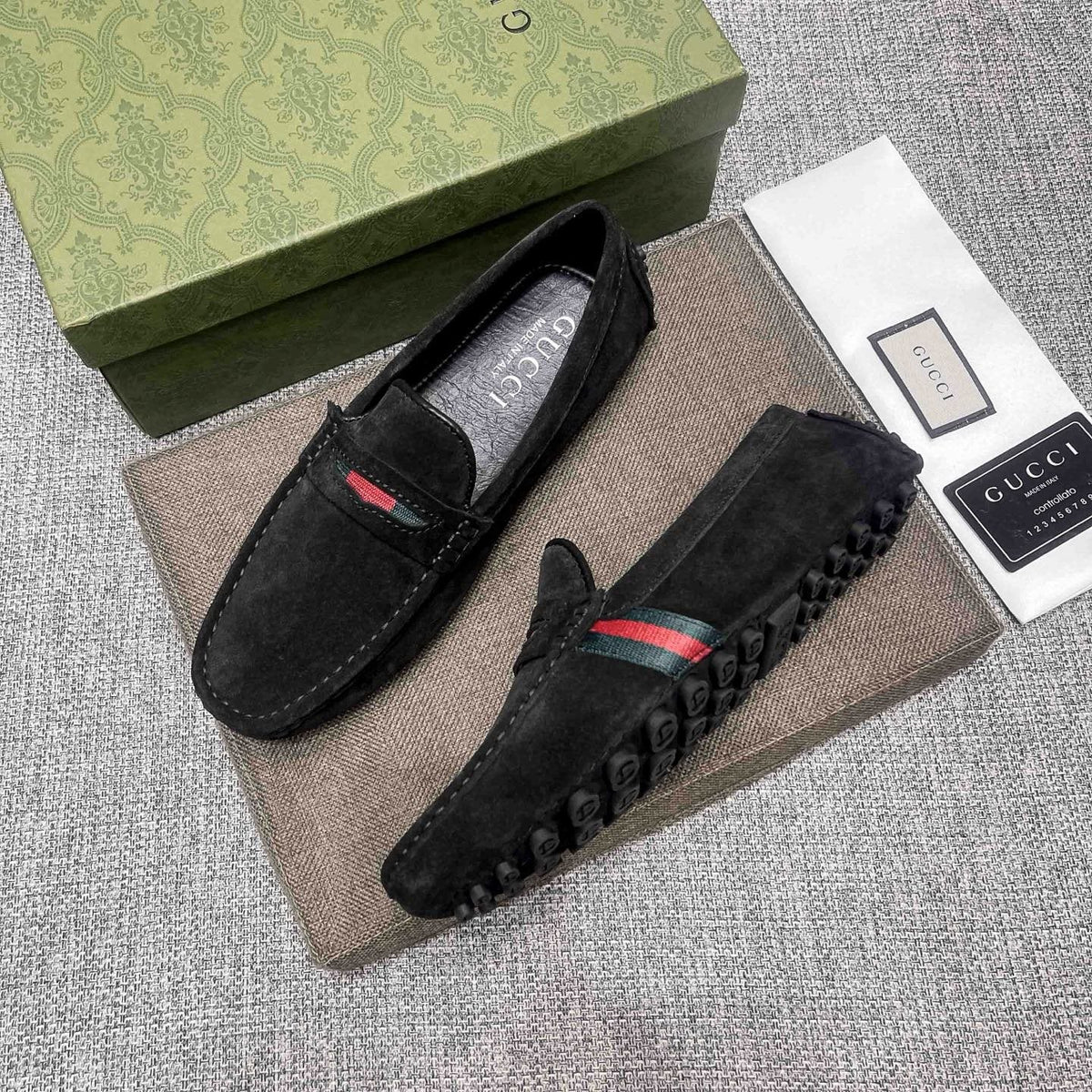 Gucci Men's Black Stripe Slip-On Loafers