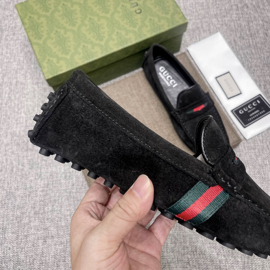 Gucci Men's Black Stripe Slip-On Loafers