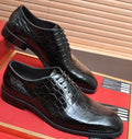 Ferragamo Black Embossed Lace-Up Dress Shoes