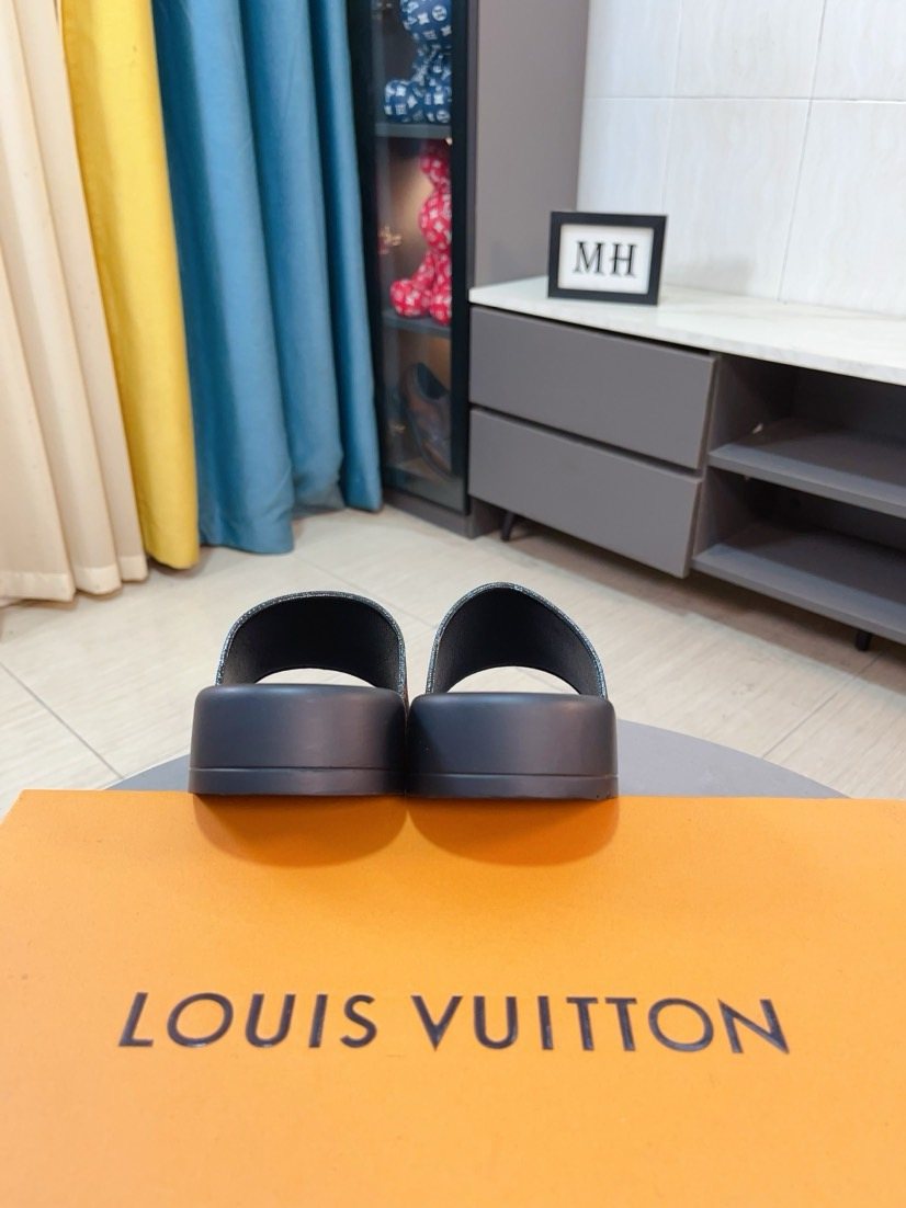 Louis Vuitton Men's Monogram-Style Slide Sandals