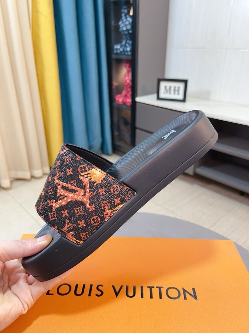 Louis Vuitton Men's Monogram-Style Slide Sandals