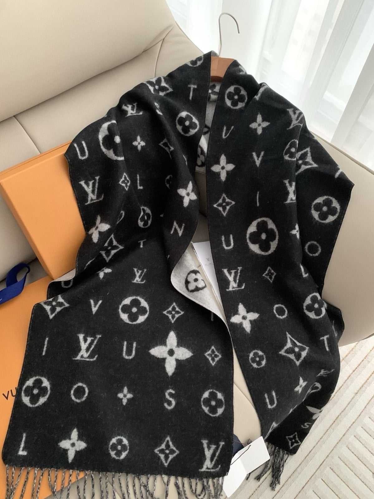Louis Vuitton Reversible Monogram Fringe Scarf
