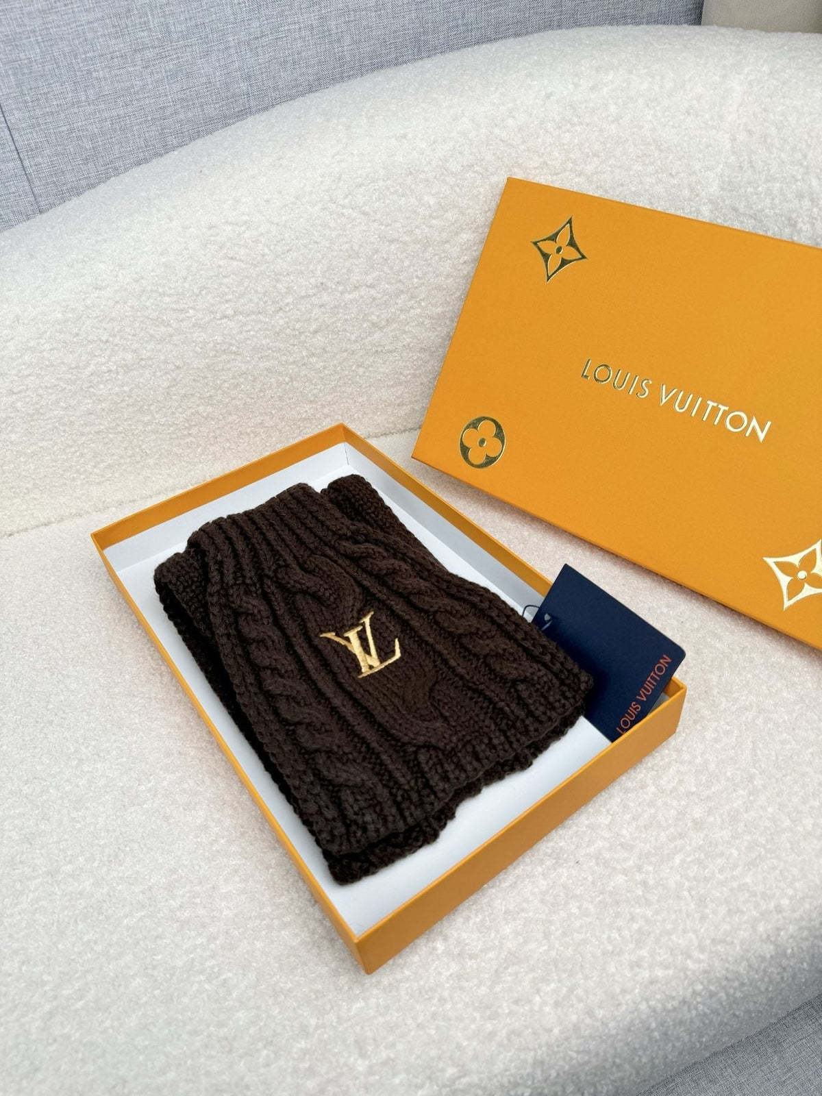 Louis Vuitton Dark Brown Knit Scarf
