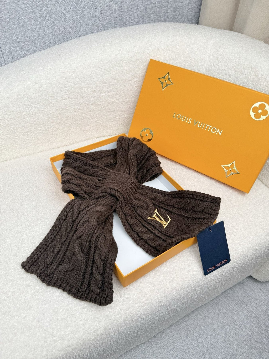 Louis Vuitton Dark Brown Knit Scarf
