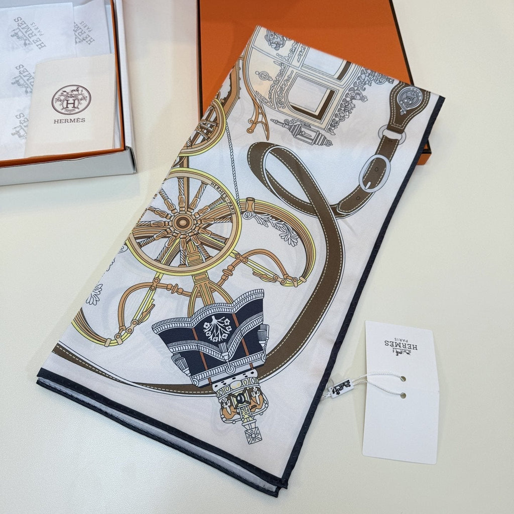 Hermès Carriage Print Silk Scarf