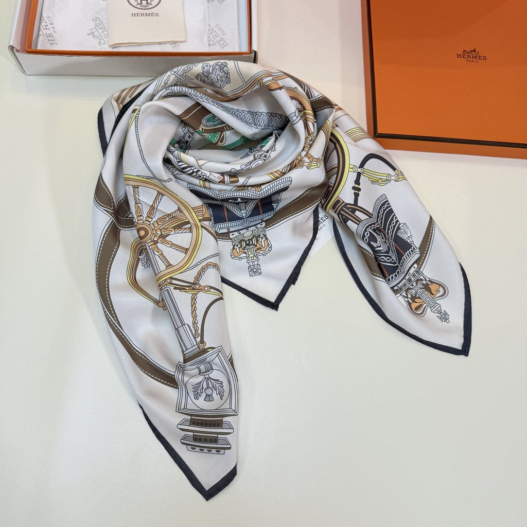 Hermès Carriage Print Silk Scarf