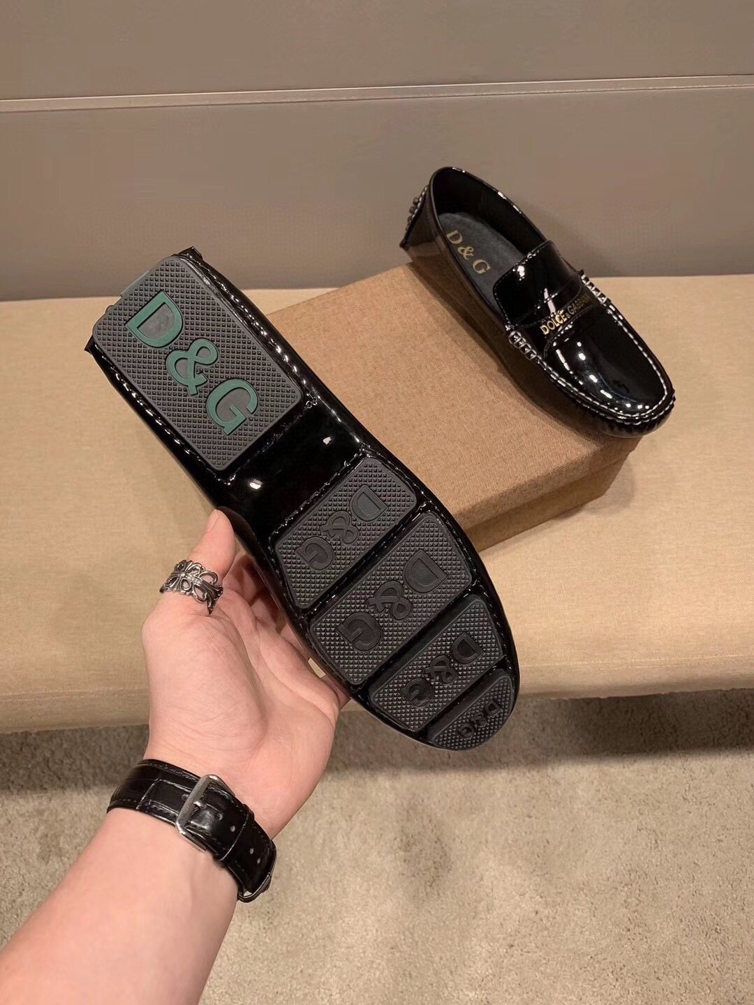 Dolce & Gabbana Men's Black Glossy Loafers