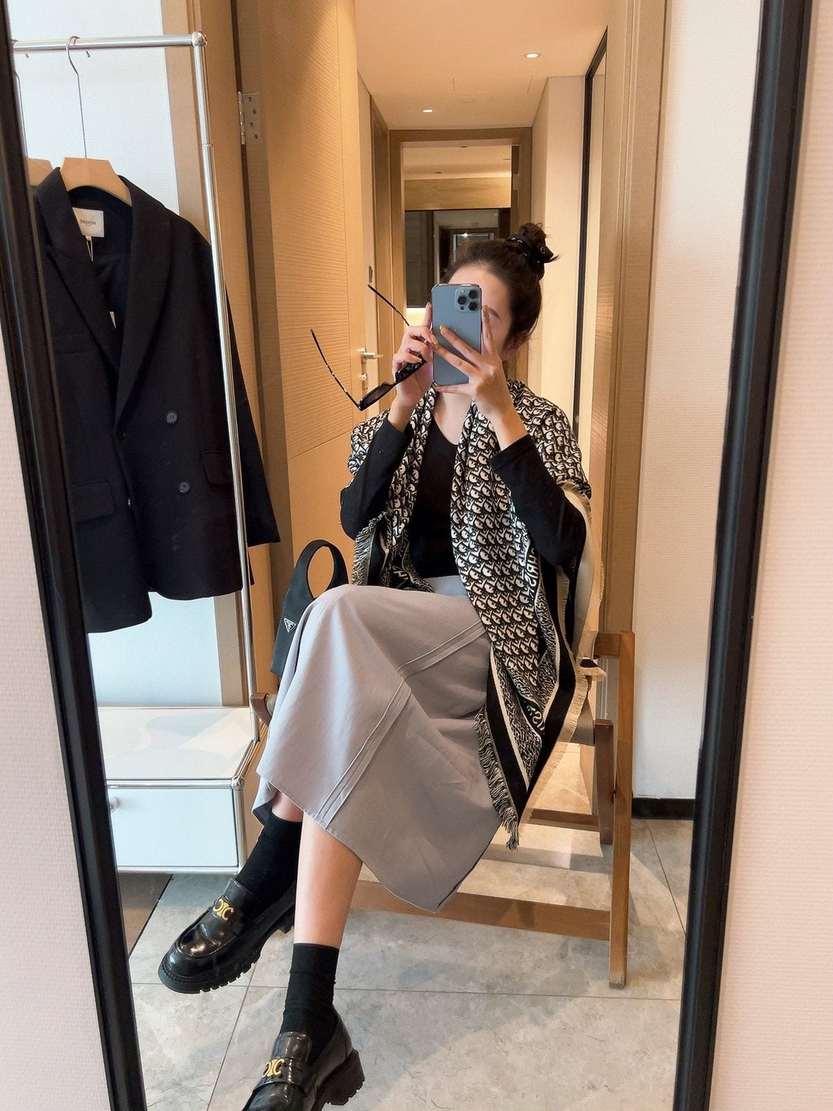 Dior Fringed Monogram Scarf