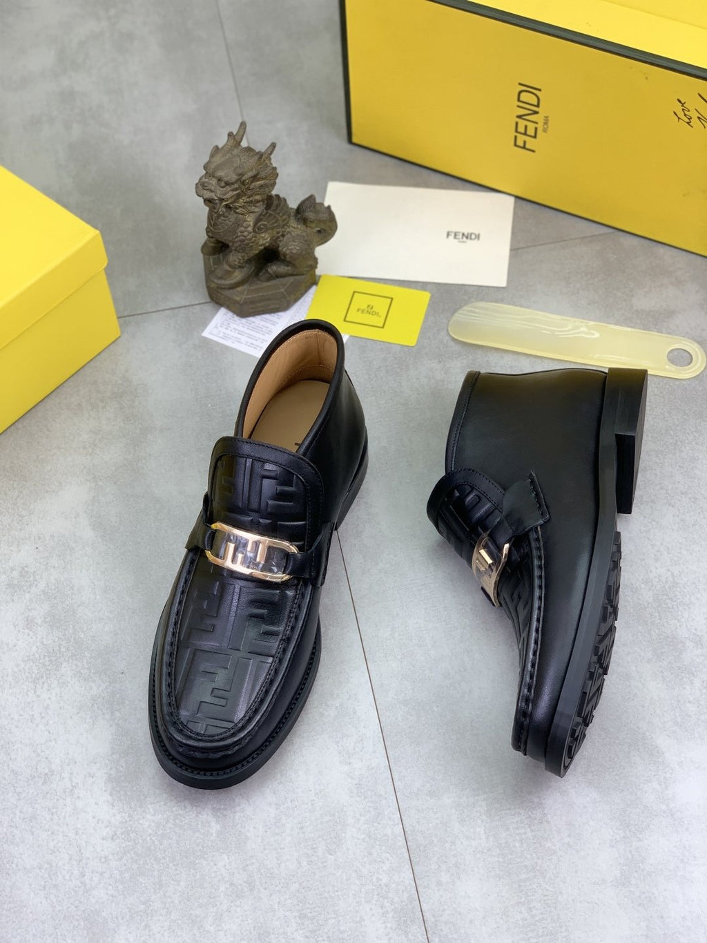 Fendi Men's Embossed Metal-Hardware Slip-On Boots