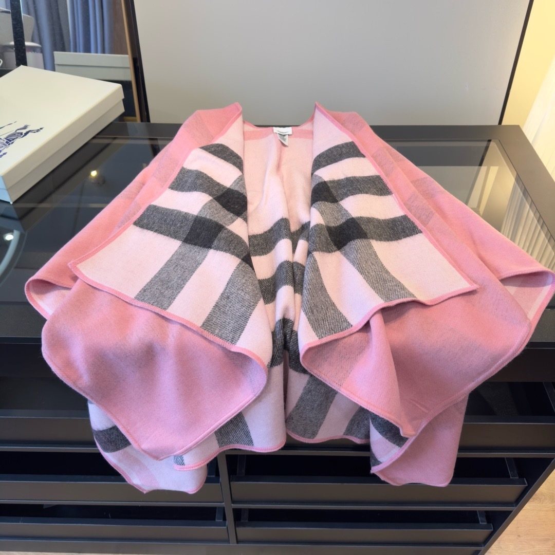 Burberry Reversible Plaid Cape Shawl