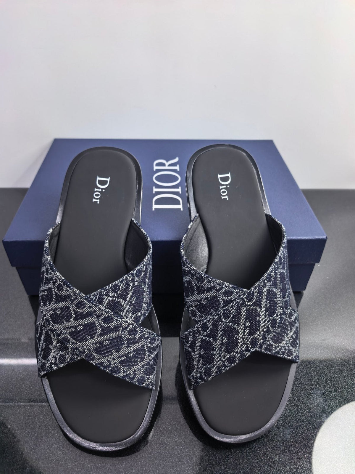 Dior Pattern Crossover Slide Sandals