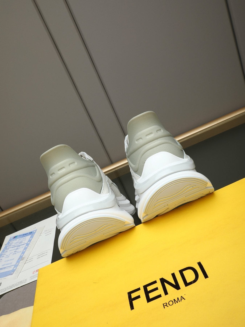 Fendi Black and Charcoal Gray Platform Sneakers