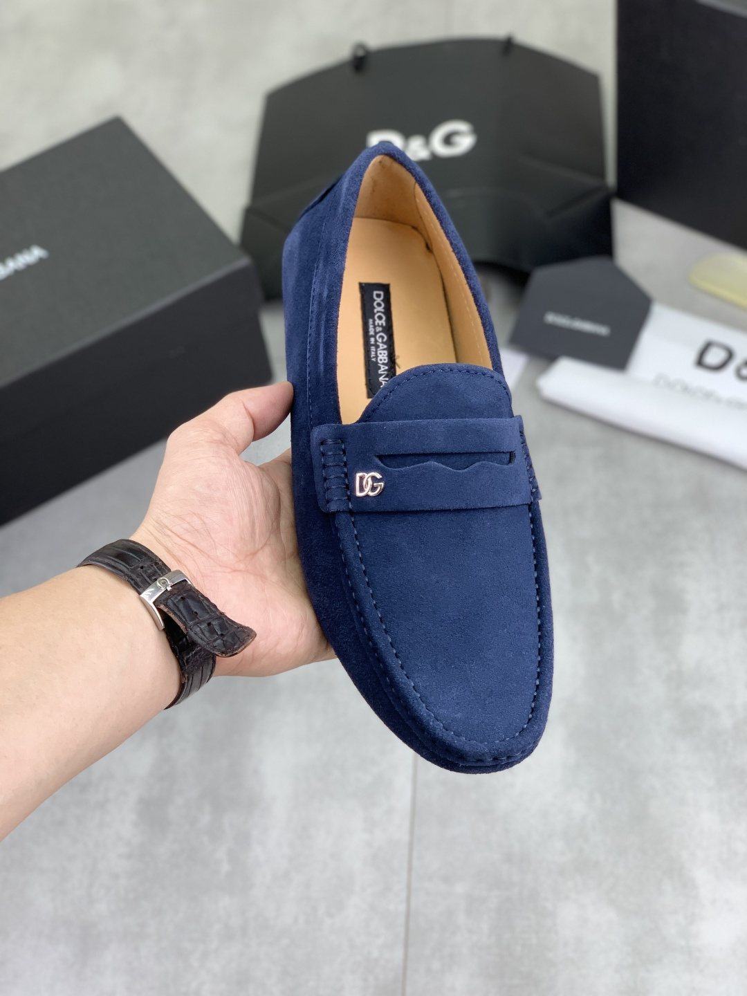 Dolce & Gabbana Men's Stitched-Toe Driving Loafers