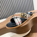 Burberry Check Cross-Strap Slide Sandals - Contoured Footbed